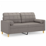 Canapé 2 places avec oreillers décoratifs taupe 140 cm tissu