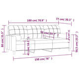 Canapé 3 places avec oreillers jaune clair 180 cm tissu