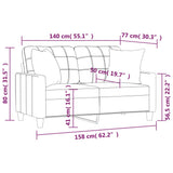 Canapé 2 places avec oreillers cappuccino 140 cm similicuir