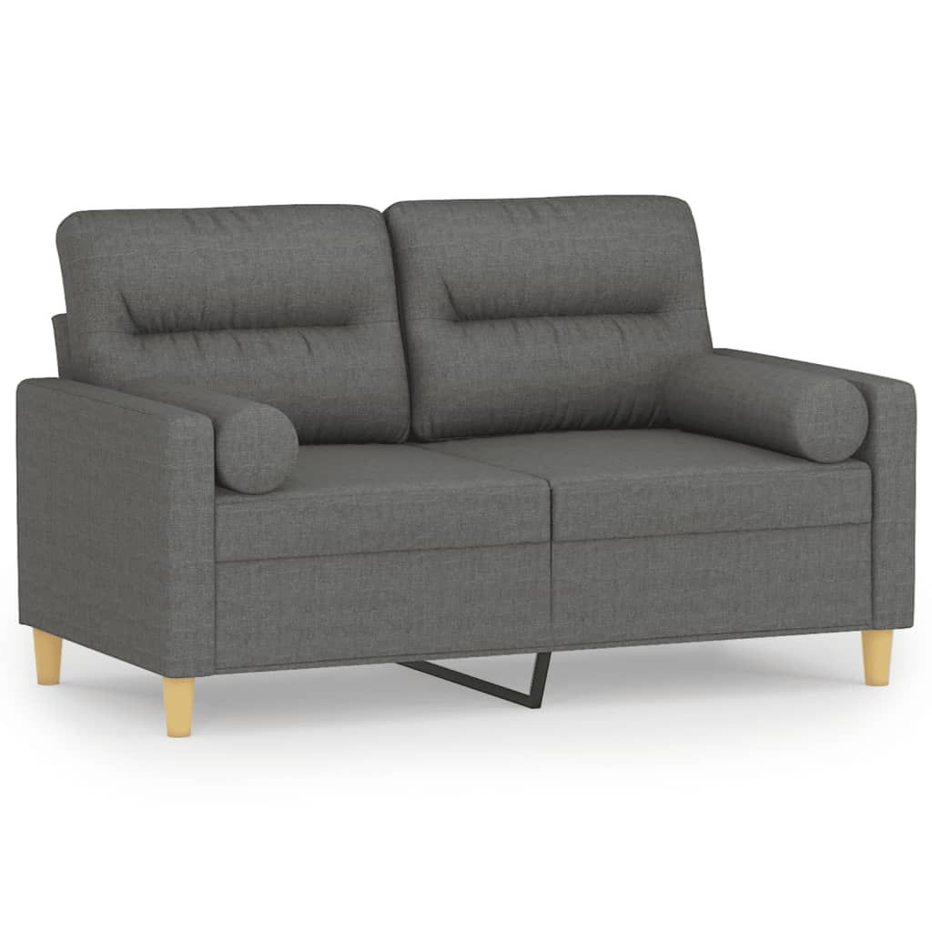 Canapé 2 places avec oreillers gris foncé 120 cm tissu