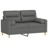Canapé 2 places avec oreillers gris foncé 120 cm tissu