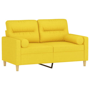 Canapé 2 places avec oreillers jaune clair 120 cm tissu
