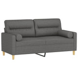 Canapé 2 places avec oreillers gris foncé 140 cm tissu