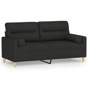 Canapé 2 places avec oreillers décoratifs noir 140 cm tissu