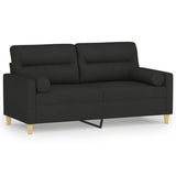 Canapé 2 places avec oreillers décoratifs noir 140 cm tissu