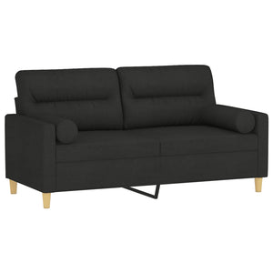 Canapé 2 places avec oreillers décoratifs noir 140 cm tissu