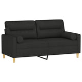 Canapé 2 places avec oreillers décoratifs noir 140 cm tissu