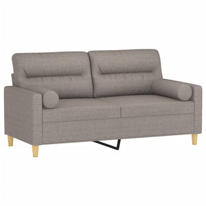 Canapé 2 places avec oreillers décoratifs taupe 140 cm tissu
