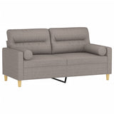 Canapé 2 places avec oreillers décoratifs taupe 140 cm tissu