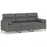 Canapé 3 places avec oreillers gris foncé 180 cm tissu