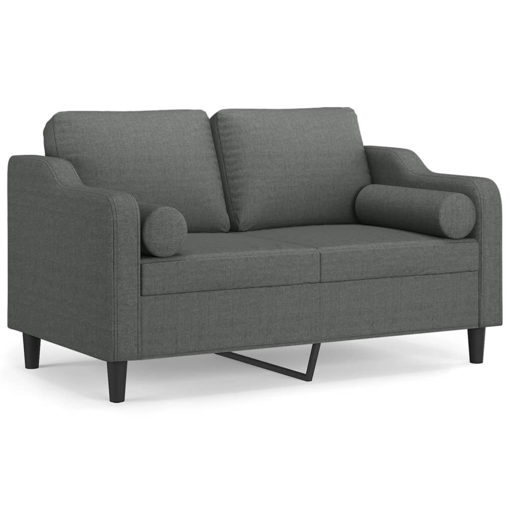 Canapé 2 places avec oreillers gris foncé 120 cm tissu