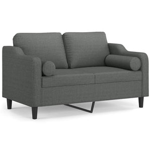 Canapé 2 places avec oreillers gris foncé 120 cm tissu