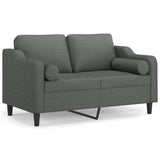 Canapé 2 places avec oreillers gris foncé 120 cm tissu