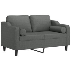 Canapé 2 places avec oreillers gris foncé 120 cm tissu
