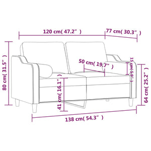 Canapé 2 places avec oreillers gris foncé 120 cm tissu