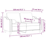 Canapé 2 places avec oreillers gris foncé 120 cm tissu
