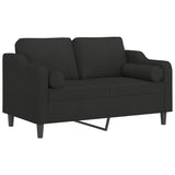 Canapé 2 places avec oreillers décoratifs noir 120 cm tissu