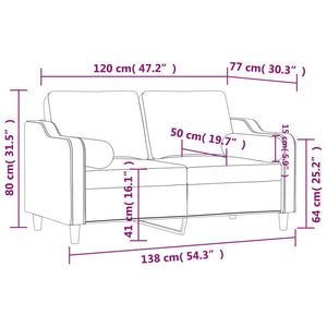 Canapé 2 places avec oreillers décoratifs noir 120 cm tissu