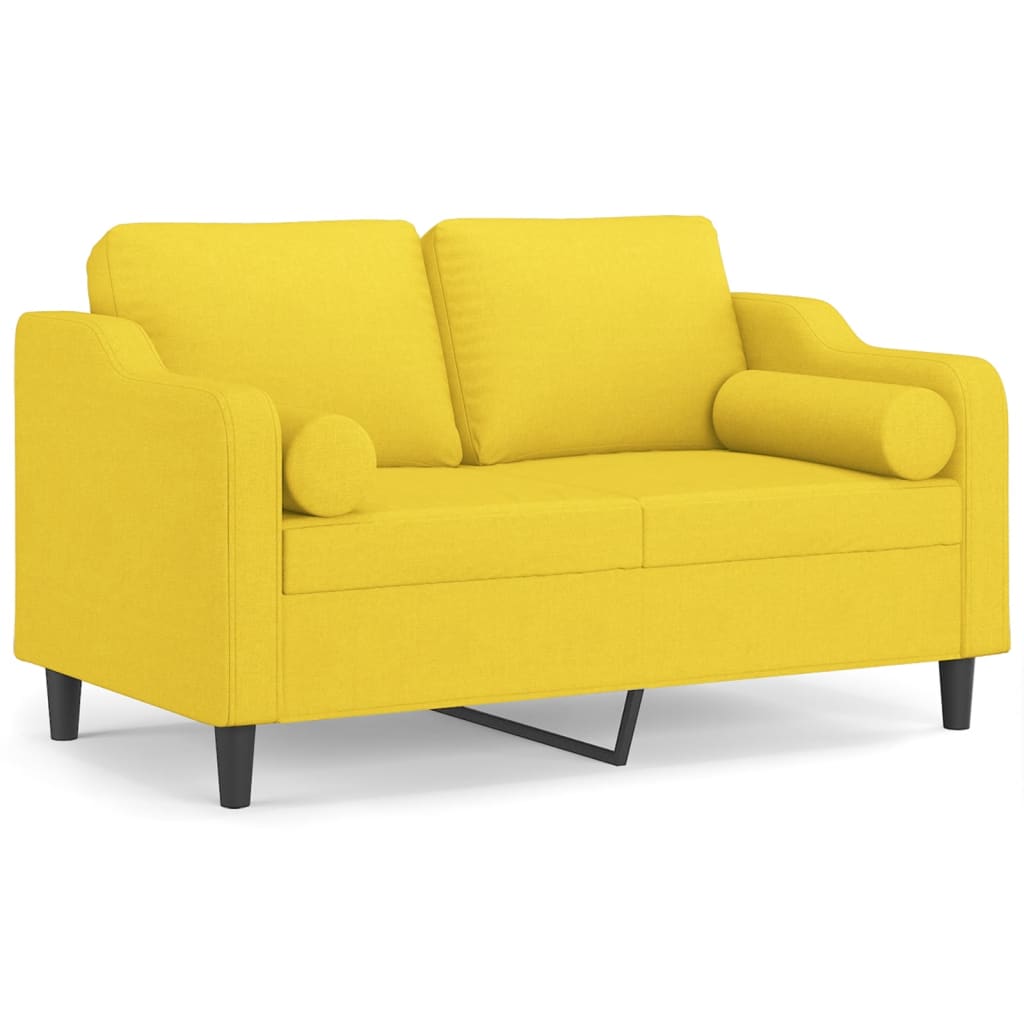 Canapé 2 places avec oreillers jaune clair 120 cm tissu