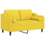 Canapé 2 places avec oreillers jaune clair 120 cm tissu