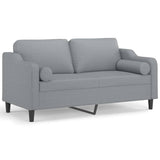 Canapé 2 places avec oreillers gris clair 140 cm tissu