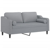 Canapé 2 places avec oreillers gris clair 140 cm tissu