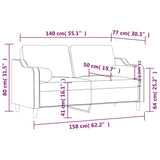 Canapé 2 places avec oreillers gris clair 140 cm tissu