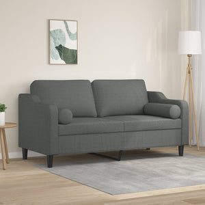 Canapé 2 places avec oreillers gris foncé 140 cm tissu