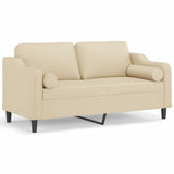 Canapé 2 places avec oreillers décoratifs crème 140 cm tissu