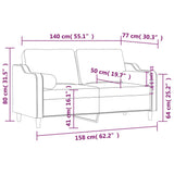 Canapé 2 places avec oreillers décoratifs marron 140 cm tissu