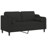 Canapé 2 places avec oreillers décoratifs noir 140 cm tissu