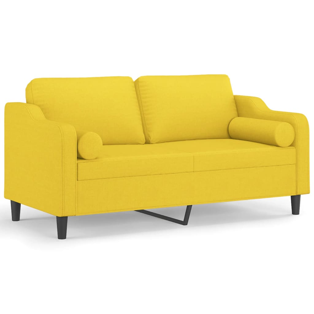 Canapé 2 places avec oreillers jaune clair 140 cm tissu