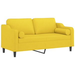 Canapé 2 places avec oreillers jaune clair 140 cm tissu
