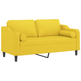 Canapé 2 places avec oreillers jaune clair 140 cm tissu