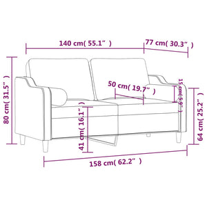 Canapé 2 places avec oreillers jaune clair 140 cm tissu