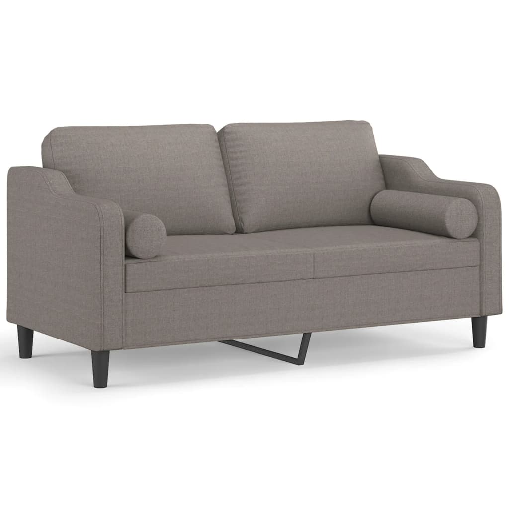 Canapé 2 places avec oreillers décoratifs taupe 140 cm tissu