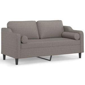 Canapé 2 places avec oreillers décoratifs taupe 140 cm tissu