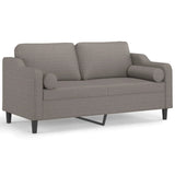 Canapé 2 places avec oreillers décoratifs taupe 140 cm tissu
