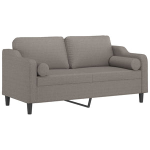 Canapé 2 places avec oreillers décoratifs taupe 140 cm tissu