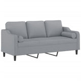 Canapé 3 places avec oreillers gris clair 180 cm tissu