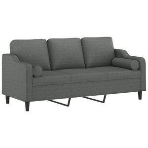 Canapé 3 places avec oreillers gris foncé 180 cm tissu