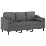 Canapé 3 places avec oreillers gris foncé 180 cm tissu