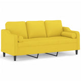 Canapé 3 places avec oreillers jaune clair 180 cm tissu