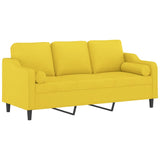 Canapé 3 places avec oreillers jaune clair 180 cm tissu