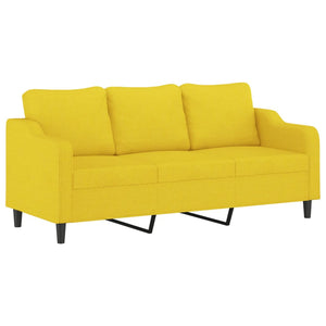 Canapé 3 places avec oreillers jaune clair 180 cm tissu