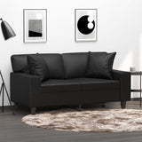 Canapé 2 places avec oreillers décoratifs noir 120cm similicuir