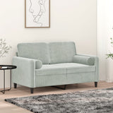 Canapé 2 places avec oreillers gris clair 120 cm velours