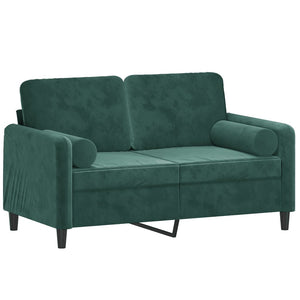Canapé 2 places avec oreillers vert foncé 120 cm velours
