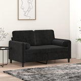 Canapé 2 places avec oreillers décoratifs noir 120 cm velours