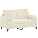 Canapé 2 places avec oreillers décoratifs crème 120 cm velours